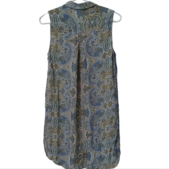 Reserved paisley print long button down sleeveless blouse top shirt - Picture 2 of 6